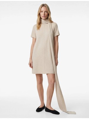 Koton Hafif Dik Yaka Kısa Kollu Slim Fit Mini Elbise