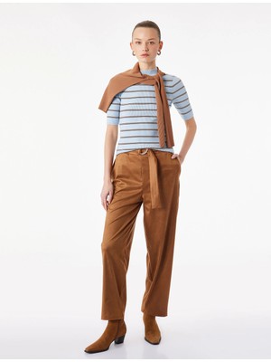 Koton Süet Görünümlü Kemer Detaylı Pantolon