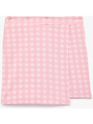 Koton Slim Fit Yüksek Bel Kruvaze Pötikareli Mini Şort Etek