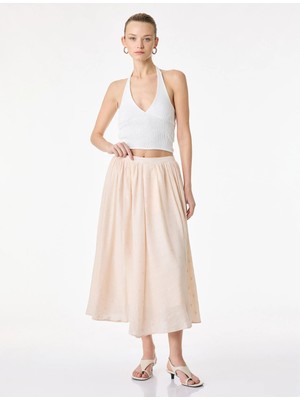 Koton Viskon Kumaş Kloş Midi Etek