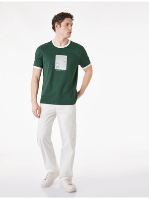 Koton Regular Fit Kısa Kollu Biyeli Bisiklet Yaka Pamuklu Baskılı Tişört