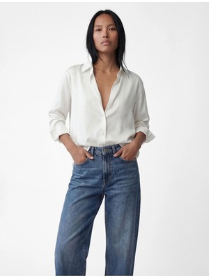 Koton Regular Fit Uzun Kollu Düğmeli Saten Gömlek