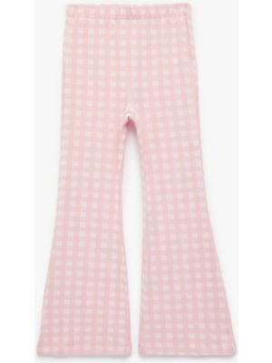 Koton Beli Lastikli Slim Fit Ekoseli Ispanyol Paça Pantolon