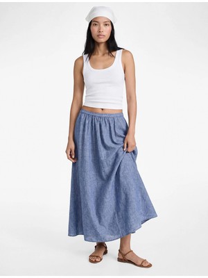 Koton Yüksek Bel Uzun Kloş Etek