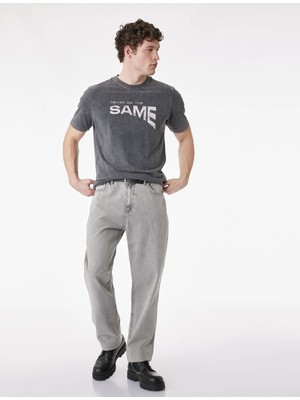 Koton Regular Fit Kısa Kollu Pamuklu Yıkamalı Bisiklet Yaka Baskılı Tişört