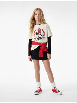 Koton Minnie Mouse Baskılı Kısa Kollu Bisiklet Yaka Pamuklu Lisanslı Tişört