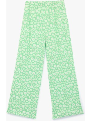 Koton Beli Lastikli Çiçek Desenli Geniş Paça Pantolon