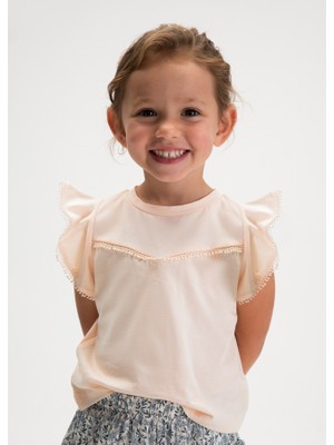 Mayoral Kız Çocuk Güpürlü Fırfırlı Tişört Pembe 3008