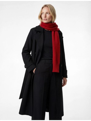 Koton Uzun Kollu Düğmeli Cepli Kruvaze Kemerli Gabardin Trençkot