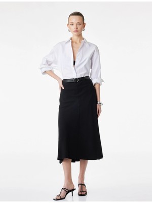 Koton Viskon Kumaş Kemerli Midi Kloş Etek