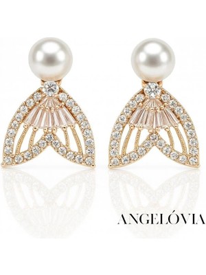 Inci Detaylı Taşlı Kadın Çelik Küpe