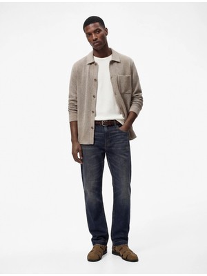 Koton Regular Fit Cepli Waffle Dokulu Klasik Yaka Düğmeli Uzun Kollu Gömlek