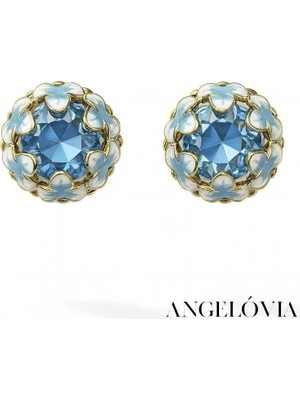 Mavi Taşlı Çelik Küpe