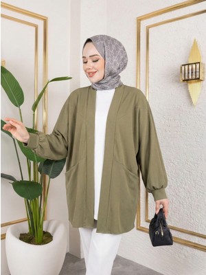 Miostil Cep Detay Atlas Hırka-Açık Haki