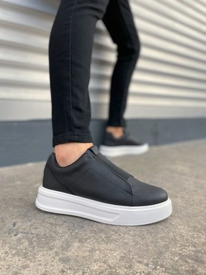 DMR Elegance JY007 Alba Bağcıksız Cilt Erkek Günlük Sneaker Ayakkabı Cbt Siyah