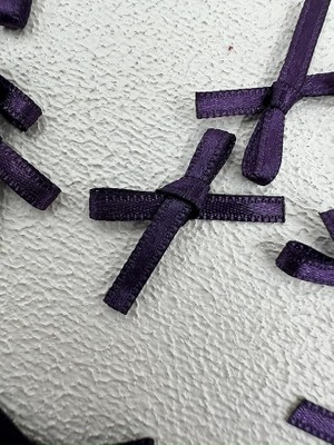 Leaf Shop (100 Adet) (Polyesterden Üretilmiş Saten Kurdela) Süslemeler-Dikiş-Saç Bantı (Mor, 3.5 Mm-4)