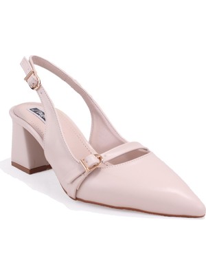 Dagoster DZA07-1296038 Bej Kalın Topuklu Kadın Ayakkabı