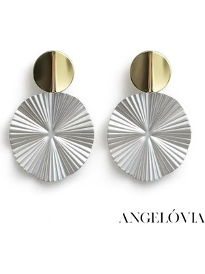 Modern Dokulu Çelik Küpe