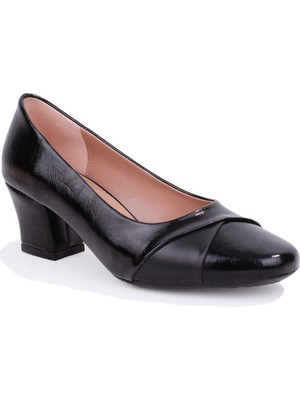 Dagoster DZA07-725530 Siyah Kalın Topuklu Klasik Kadın Ayakkabı