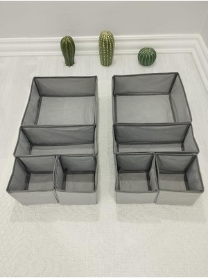Leaf Shop Gri Çekmece Içi Düzenleyici Organizer Set - Çok Amaçlı Dolap Içi Kutu Seti