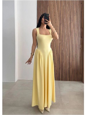 Rora Kadın Kare Yaka Kalın Askılı Elbise