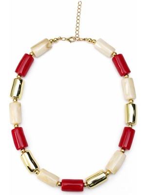 Kırmızı Sedef Taşlı Kolye