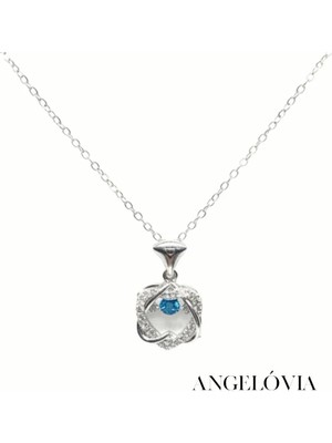  Mavi Taş Detaylı Çelik Kolye