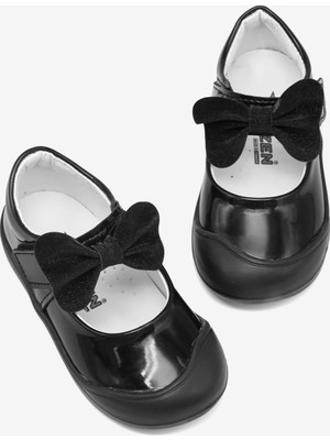 Tonny Black Kız Çocuk Siyah Çocuk Ilk Adım Fiyonlu Babet