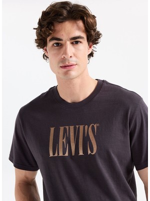 Levi's Ss Relaxed Fit Erkek Gold Serıf Logolu Siyah T-Shirt 16143-2162