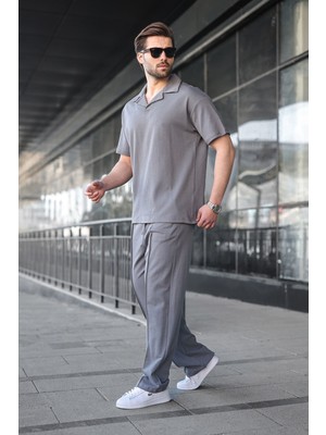 Madmext Füme Polo Yaka Erkek Alt Üst Takım E7356