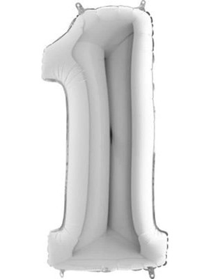 Leaf Shop Vitrini 1 Rakamlı 16 Inç Gümüş Renk Folyo Balon 36 cm (Gümüş)