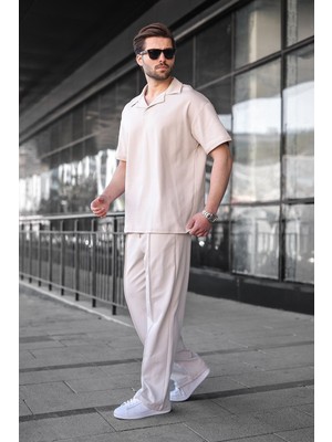Madmext Taş Rengi Polo Yaka Erkek Alt Üst Takım E7356