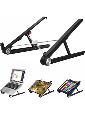 Leaf Shop Saıjı X1 Laptop Sehpası, Katlanabilir, Tablet Sehpası, Alüminyum Alaşım, Online Sınıf Çalışması, Duruşu Iyileştirme, Isı Dağılımı Macbook, iPad ve 10-15,6 Inç Olan Tüm Cihazlar ile Uyumlu. Siyah