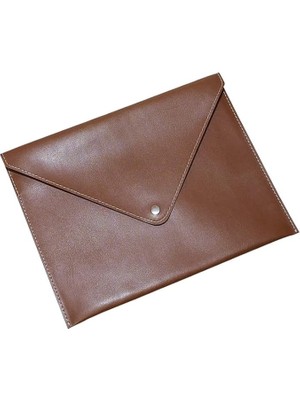 Leaf Shop Pu Deri A5 Küçük Boy Dosya Klasörü Belge Tutucu Su Geçirmez Portföy Zarf Dosya Klasör Kılıf A5 Çıtçıtlı Dosya 19,5X24,7 cm -Taba