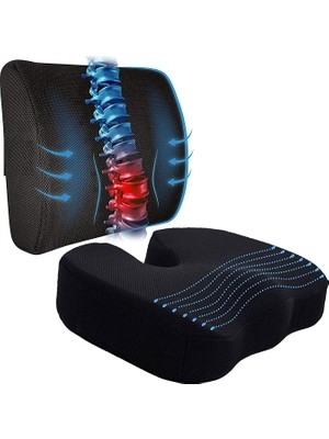 Leaf Shop Minderi Bel Yastığı Bel Destek Yastığı Ortopedik Visco Yastık Boyun Yastığı Ortopedik Yastık Basur Minderi Ofis Minderi Set