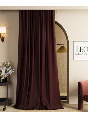 Leo Boutique Curtain Düz Pilesiz Blackout Karartma Fon Perde %100 Işık Geçirmez Fon Perde Tek Parça