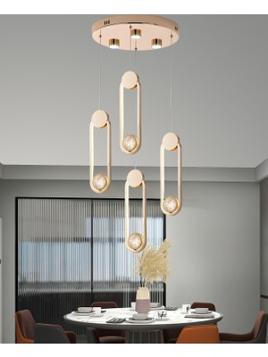 Apliqa Beckett 4'lü Kristal Top Başlıklı Gold Sarkıt LED Avize
