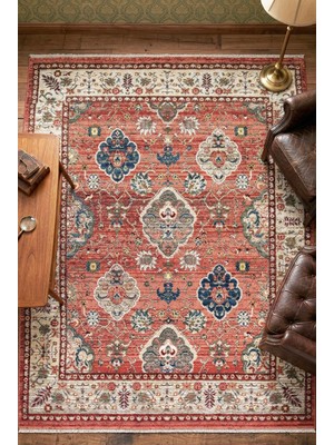 Afgan Otantik Desenli Dokuma Halı Salon Oturma Odası Halısı Klasik Bordo Desenli Yumuşak Dokulu Modern Halı RENKLI1-200X290