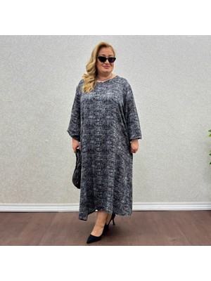 Patlı Uzun Kol Büyük Beden Elbise