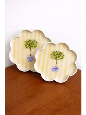Zucci Home Akdeniz Esintisi | 2'li Cam Dekoratif Sunum Tepsisi | Shine Riviera Citrus | 2 Adet