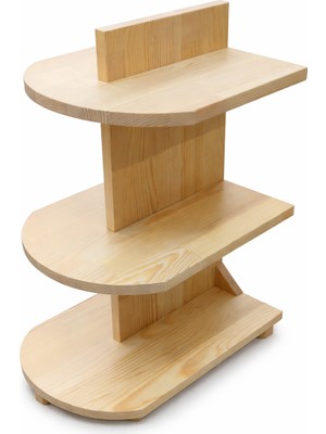 Iterra Ahşap Çok Katlı Sehpa | Masif Çam Masifpan Yan Sehpa Modern Doğal Tasarım