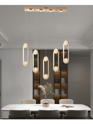 Apliqa Beckett 5'li Sıralı Kristal Top Başlıklı Gold Sarkıt LED Avize