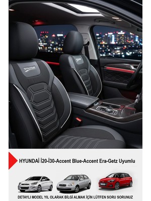 Gm Design Titanyum Serisi Lüks Keten Oto Koltuk Kılıfı-(Hyundai I20-I30-Accent-Blue-Era-Getz Uyumlu)