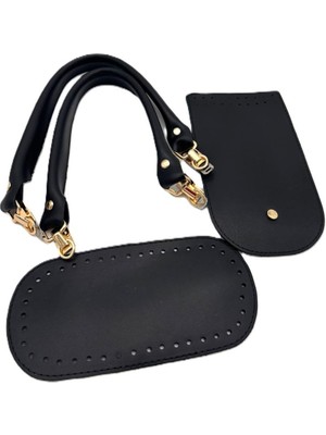 Angel Çanta Aksesuar Siyah Kulpluklu Sap, Taban, Kapak Seti