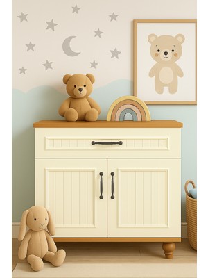 Arion Nefes Bebek Çocuk Odası Şifonyer | Mdf Gövde | Ağaç Ayaklı | Güvenli ve Modern Tasarım