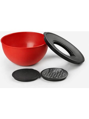 Ays Çok Fonksiyonlu Kırmızı Mutfak Kabı, Rende Kabı, Karıştırma Kabı, Saklama Kabı