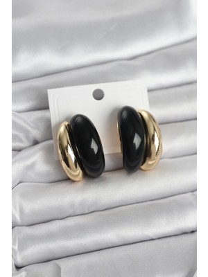 İlk El Grup Ieg™  Damla Model Siyah Vintage Gold Renk Kadın Küpe TG27BKP11666