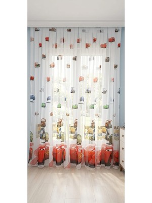 NOBLE Yeni Sezon Cars Çocuk Odası Tül Perdesi