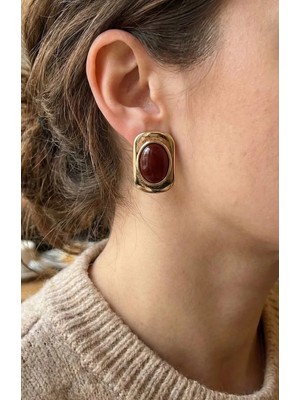 İlk El Grup Ieg™  Kahverengi Renk Kare Model Vintage Kadın Küpe TG27BKP11656