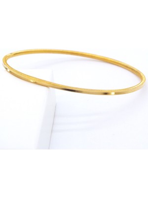 Ferizz 22 Ayar Altın Kaplama Kadın Bilezik 2.5 mm Çelik Maden ile Şık Tasarım